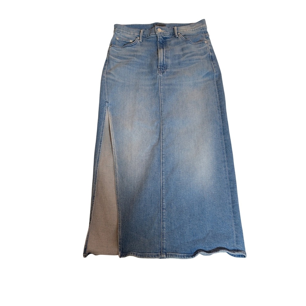 MOTHER The Split Second Denim Midi Skirt Mediterranean Muse Blue 28 Western - Picture 4 of 13